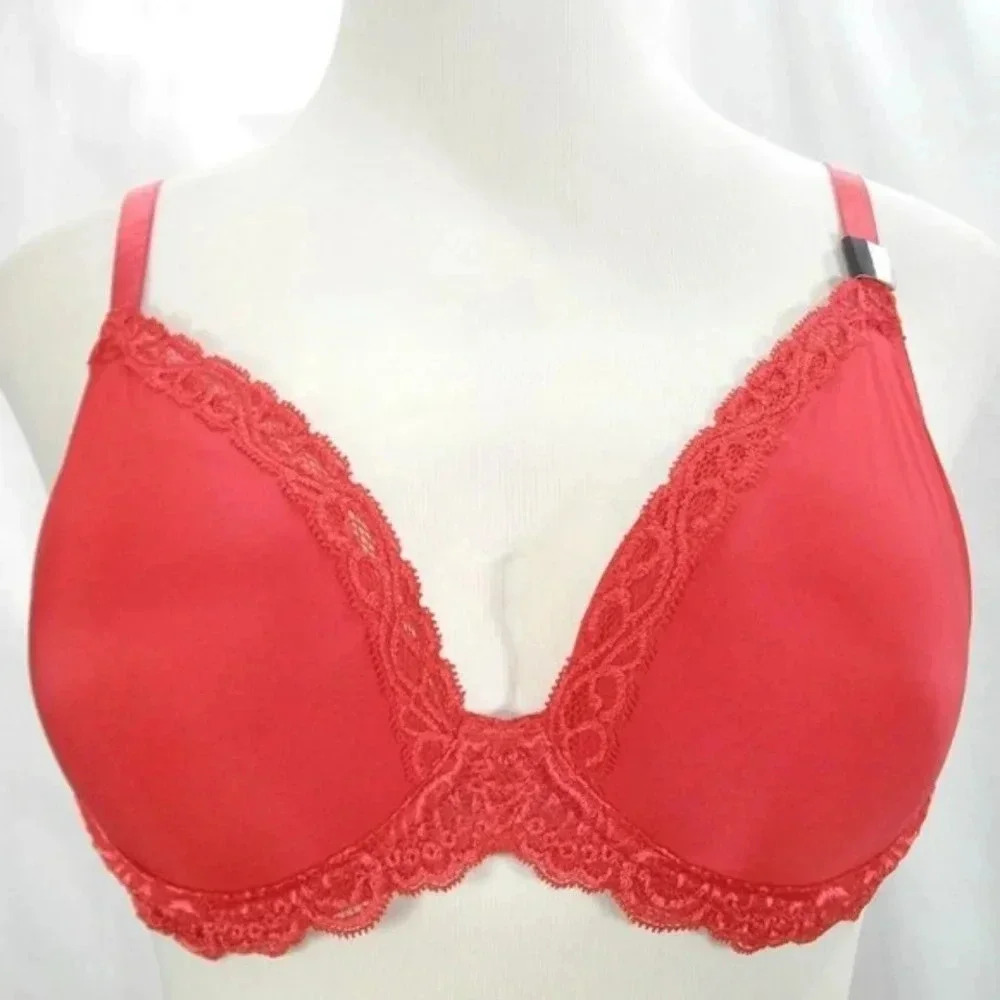 32C Paramour Vivien Plunge Contour UW Bra Tango Red NWT